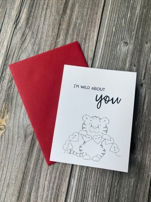 Tiger with Hearts - Printable Greeting Cards Set - GSD856