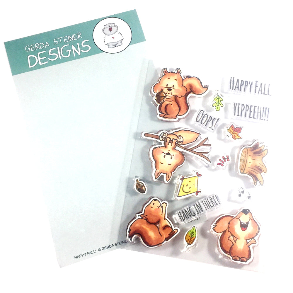 Happy Fall 4x6 Clear Stamp Set - Clearstamps - Clear Stamps - Cardmaking- Ideas- papercrafting- handmade - cards-  Papercrafts - Gerda Steiner Designs