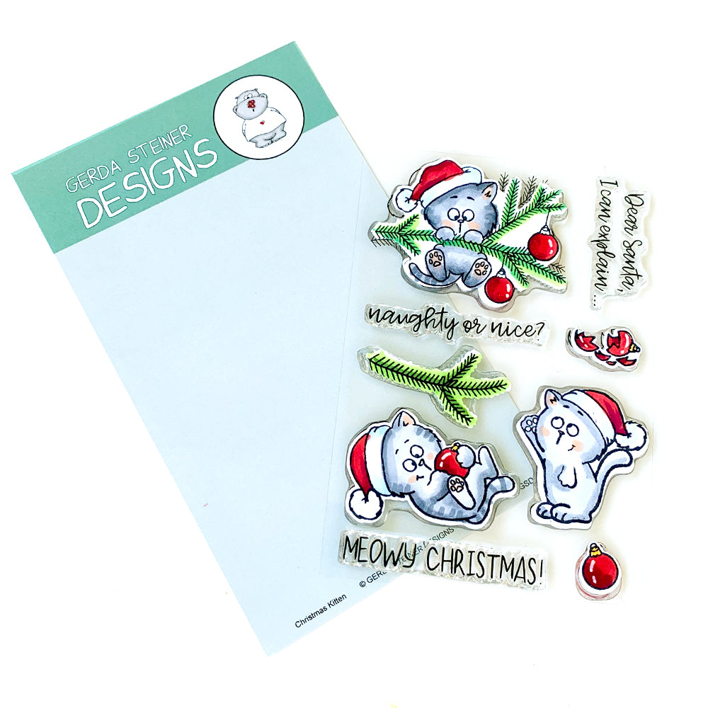 Christmas Kitten 4x6 Clear Stamp Set - Clearstamps - Clear Stamps - Cardmaking- Ideas- papercrafting- handmade - cards-  Papercrafts - Gerda Steiner Designs