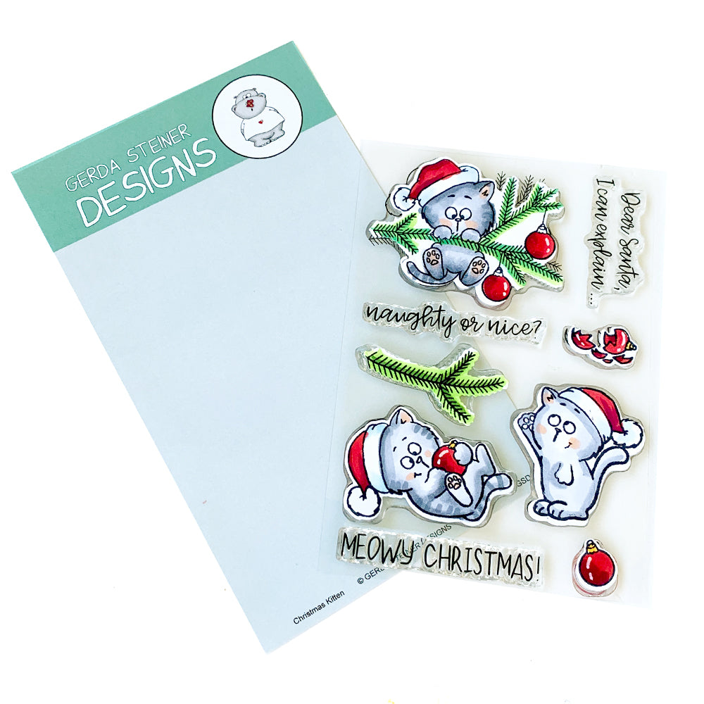 Christmas Kitten 4x6 Clear Stamp Set - Clearstamps - Clear Stamps - Cardmaking- Ideas- papercrafting- handmade - cards-  Papercrafts - Gerda Steiner Designs