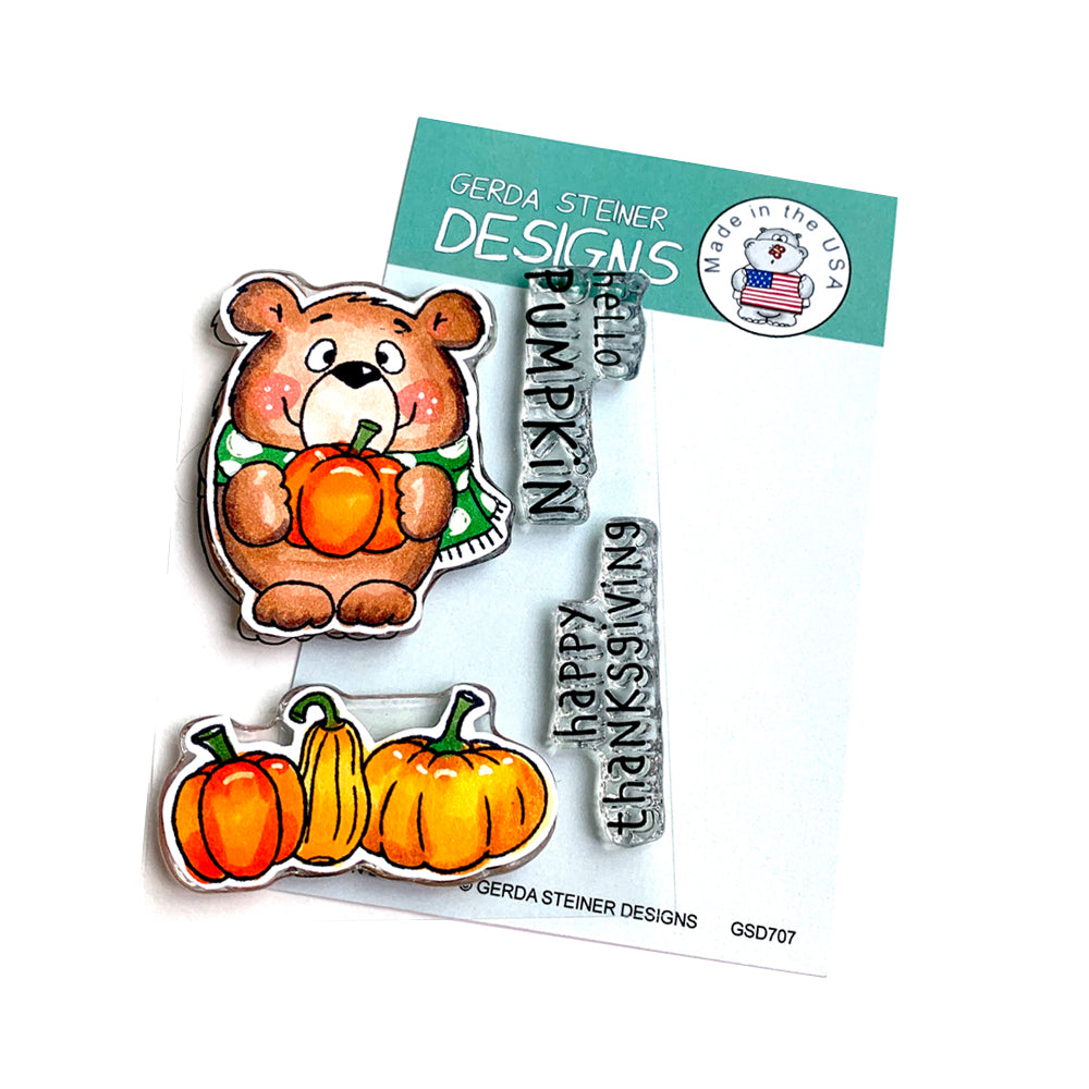 Pumpkin Bear 3x4 Clear Stamp Set - Clearstamps - Clear Stamps - Cardmaking- Ideas- papercrafting- handmade - cards-  Papercrafts - Gerda Steiner Designs