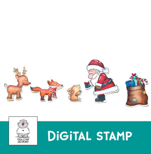 Santa and three Friends Christmas - Digital Stamps