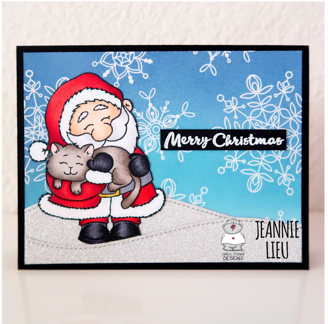 Santa And A Kitten 3x4 Clear Stamp Set - Clearstamps - Clear Stamps - Cardmaking- Ideas- papercrafting- handmade - cards-  Papercrafts - Gerda Steiner Designs