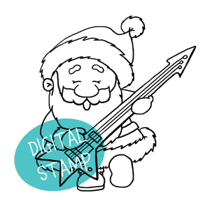 Santa playing Guitar - Digital Stamp - Clearstamps - Clear Stamps - Cardmaking- Ideas- papercrafting- handmade - cards-  Papercrafts - Gerda Steiner Designs